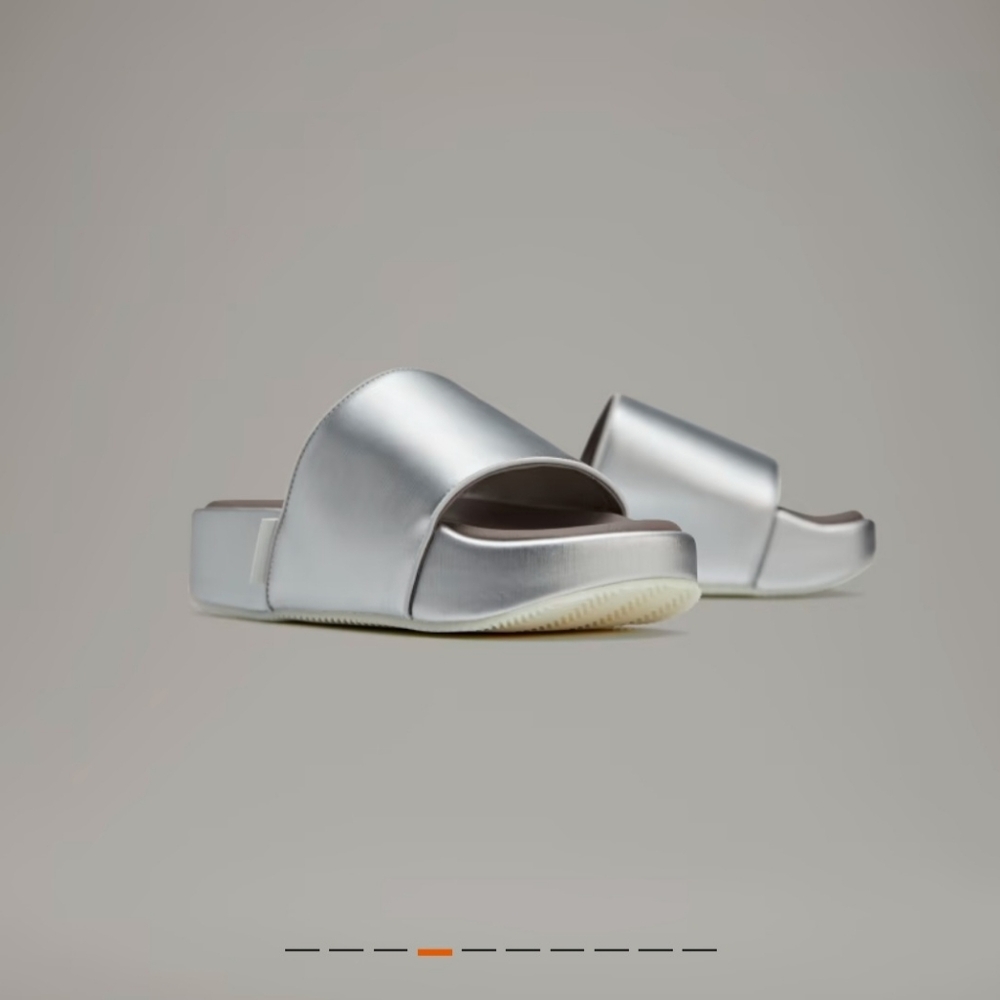 ADIDAS Y-3 SLIDE Silver Metallic 5 NWT